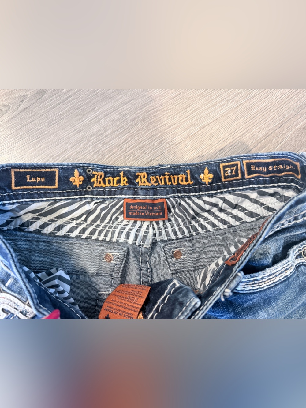 Rock Revival Distressed Blue Denim Cutoff Shorts - Picture 5 of 8
